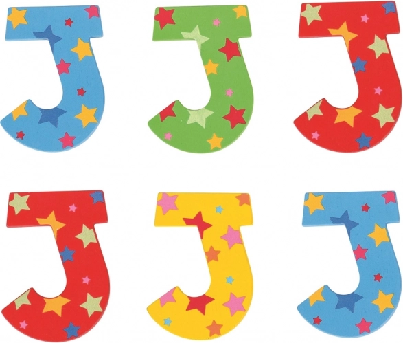 Bigjigs Toys medinė raidė J su žvaigždutėmis