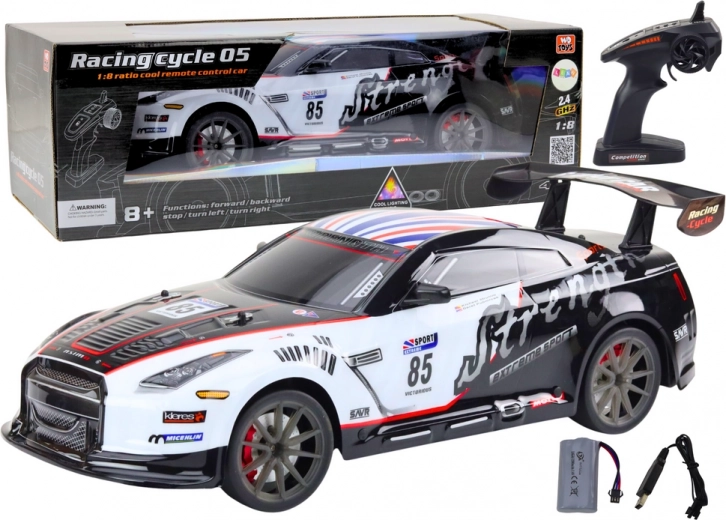 Didelis RC sportinis automobilis 1:8 su šviesomis ir garsais