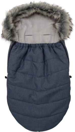 Dark blue NEW BABY children's footmuff with faux fur
