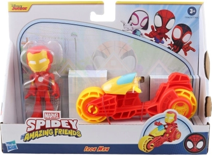 Marvel Spidey ir jo draugai: Iron Man ant motociklo – veiksmo figūrėlė ir transporto priemonė