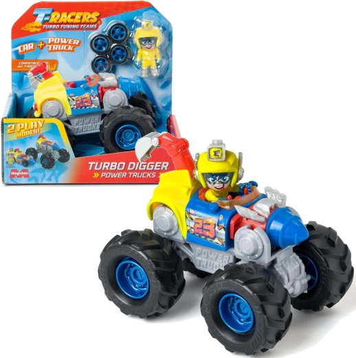 T-Racers Power Trucks Turbo Digger 2 viename transporto priemonė 2v1