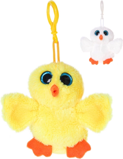 Plush chick keychain with glittery eyes - 1 piece