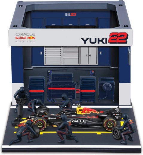 Bburago Formula Racing F1 Pit Pass rinkinys Oracle Red Bull Racing RB21 (2025) Yuki Tsunoda 1:43