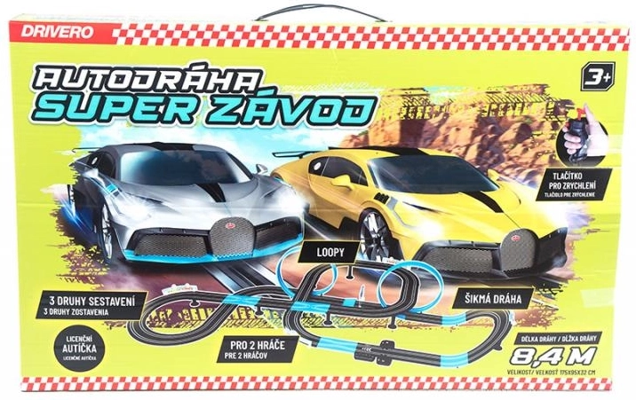 DRIVERO automobilių trasa „super lenktynės“ 8,4 m su BUGATTI automodeliais