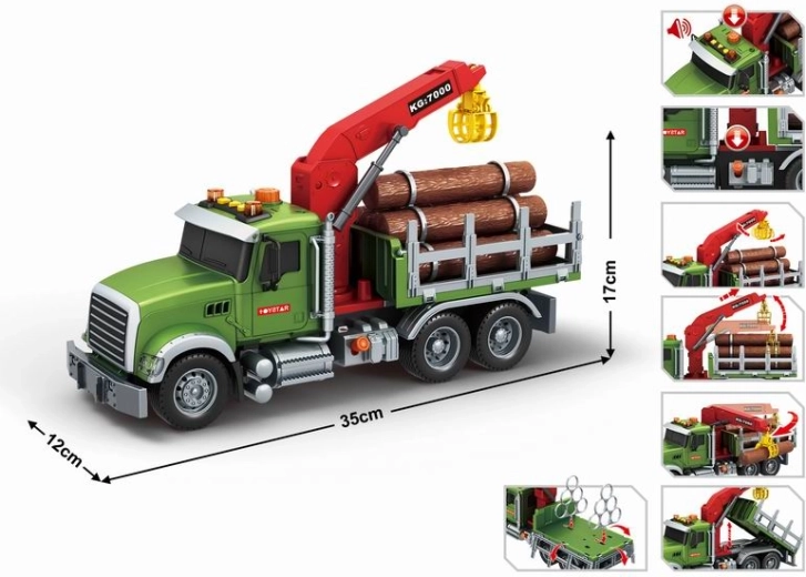 Transportinis sunkvežimis su kranu ir mediniais rąsteliais 1:14