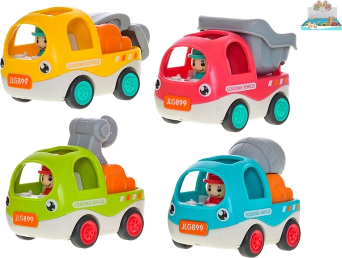 Cheerful construction cars with pull-back 6.5 cm – set of 12 pcs