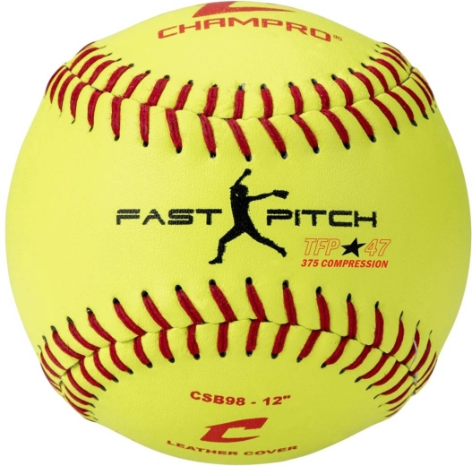 CHAMPRO fastpitch softbolo kamuoliukas 12" geltonas odinis - 1 vnt.