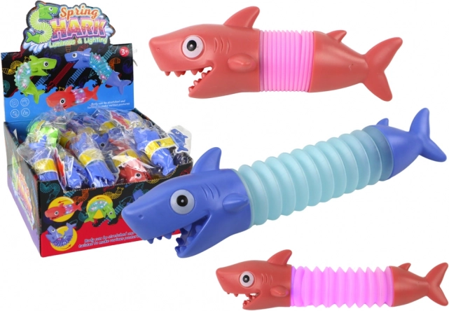 Antistresinis šviečiantis išskleidžiamas žaislas ryklys Pop Tube LED