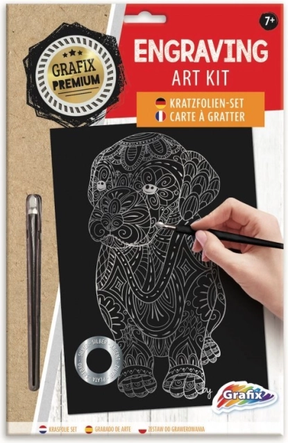 Silver scratch art picture dog GRAFIX