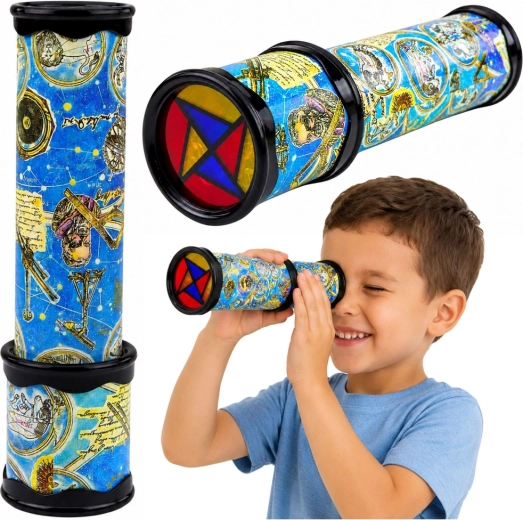 Vaikiškas sukamas kaleidoskopas su spalvingais raštais, mėlynas 21 × 5,5 cm – 1 vnt.