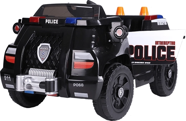 Children's Electric Police Ride-On Car JiaJia Cars, Black, 12 V 4 Ah