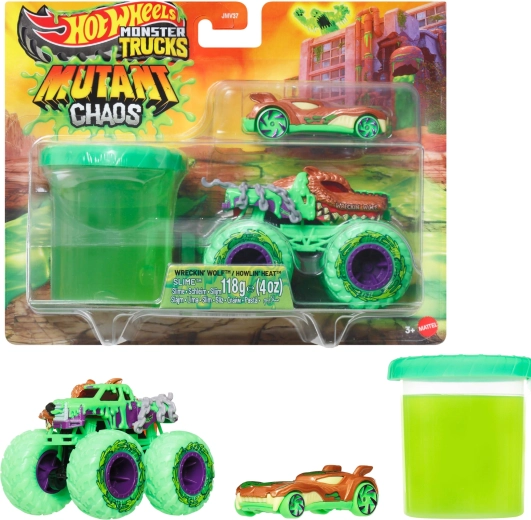 Hot Wheels Monster Truck Mutant Chaos with 2 vehicles and slime - 1 piece