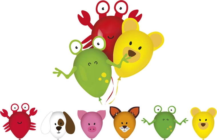 MY PARTY Animals balloons with pictures, set of 6 pcs
