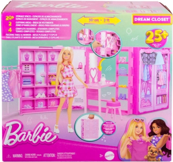 BARBIE svajonių drabužinė su drabužiais ir aksesuarais (be lėlės)