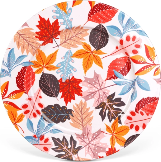 Autumn metal tray with leaf motif 33 cm