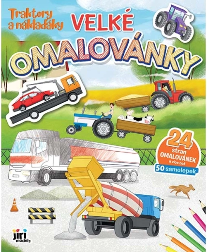 Big Coloring Book: Tractors and Trucks with Stickers