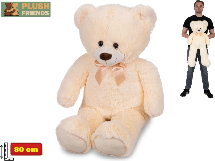 Plush Teddy Bear 80 cm beige with bow