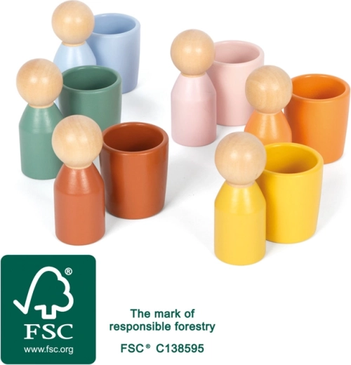 Montessori sorting cups with wooden figurines small foot