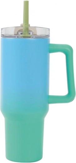 Didelis termopuodelis su šiaudeliu – žalias, 1200 ml