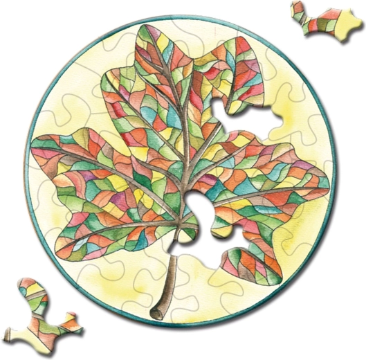 Round puzzle CURIOSI Picoli – leaf, 33 pieces