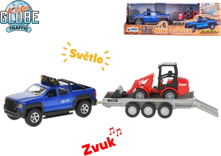Kids Globe Traffic SUV su atbuline eiga, šviesa ir garsu, su nuimama priekaba ir ekskavatoriumi 30 cm