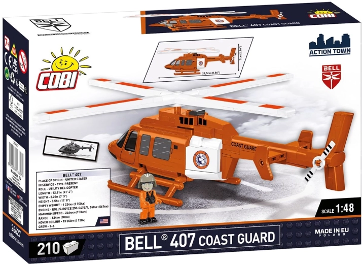 Realistic Bell 407 Coast Guard model in 1:48 scale