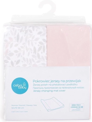 Ceba changing mat cover 50 × 70 cm, 2 pcs, Candy Pink and Twigs