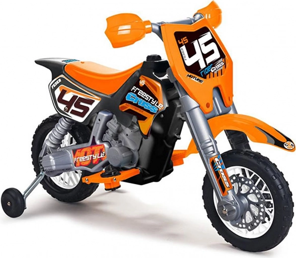 Elektrinis vaikiškas motociklas 6V oranžinis FEBER Cross