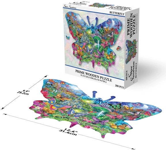 Medinė dėlionė drugelis 200 dalių Prime 3D