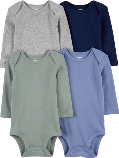 Carter’s berniukams skirtas ilgomis rankovėmis smėlinukų rinkinys, mėlyna/žalia/pilka, 4 vnt., dyd. 56