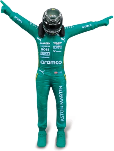 F1 vairuotojo figūrėlė čempioniškoje pozoje