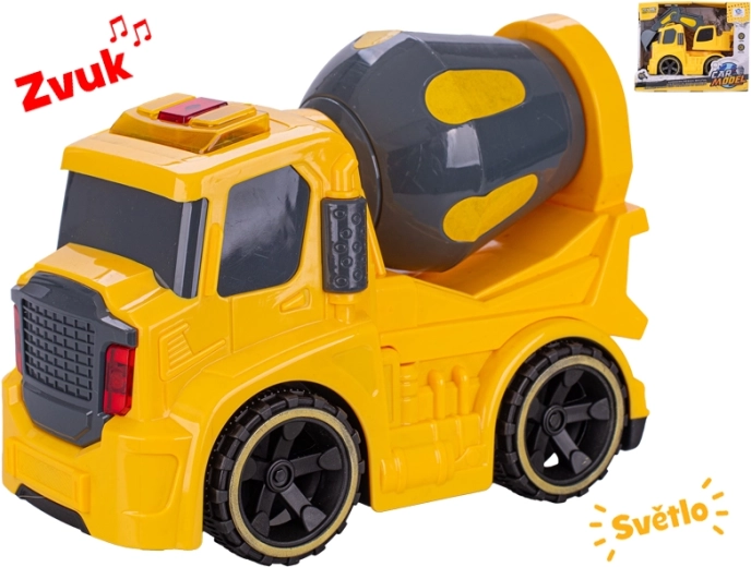 Statybinė transporto priemonė su inerciniu mechanizmu bei šviesos ir garso efektais, 19 cm
