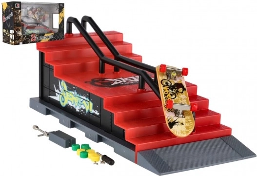 Finger Skatepark with Stairs and Rail – 8 cm Fingerboard with Ramp and Accessories