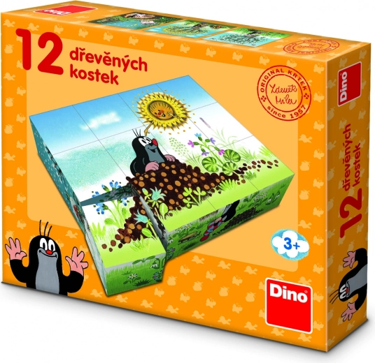 Dino medinės kaladėlės „Kurmiukas“ – Kurmiuko metai, 12 vnt.