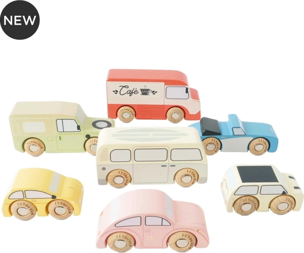 Vintažinių medinių automobiliukų rinkinys Le Toy Van
