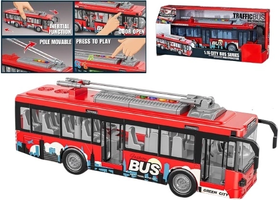 Miesto autobusas 1:16 su šviesomis, garsais ir atidaromomis durimis