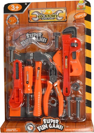 Children’s plastic tool set with safety goggles – 18 pcs