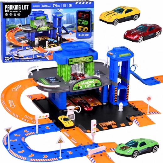 3-in-1 Multi-Level Parking Garage with Car Wash, Elevator and 3 Toy Cars