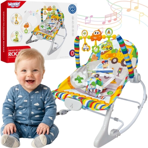 Woopie baby interactive baby bouncer with vibrations and toy bar, multicolour