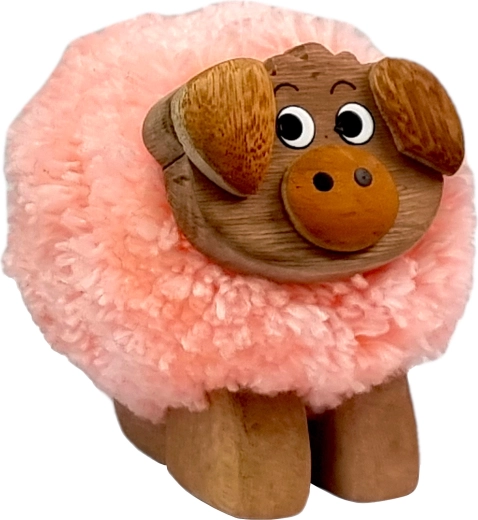 Wooden Figurine with Pom-pom - Pig