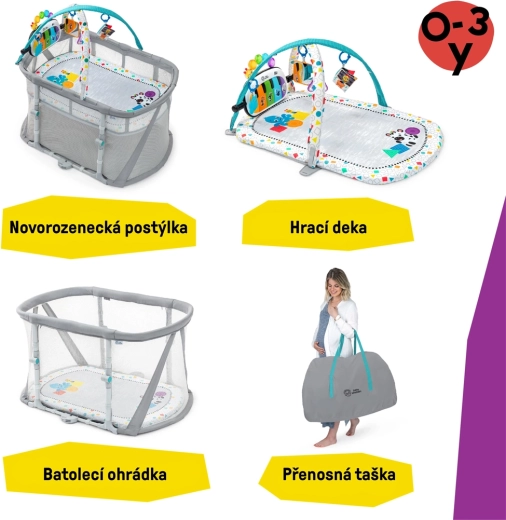 Baby Einstein 3-in-1 Bassinet and Playard with Piano Kick & Snooze