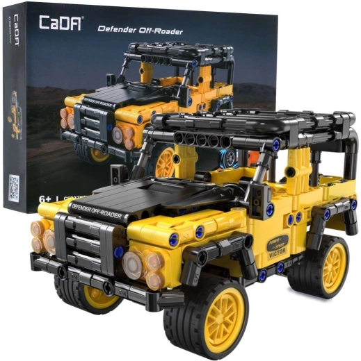 CaDA visureigis Defender Off-Roader su pull-back (atitraukiamu) pavara, 389 detalės