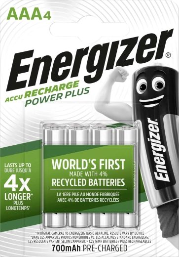 Energizer Power Plus AAA įkraunamos baterijos 700 mAh, 4 vnt.