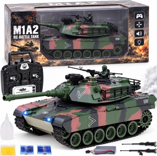 Nuotoliniu būdu valdomas tankas Abrams M1A1 RC 2,4 GHz 45 cm – šaudymas, dūmai, garsas ir šviesos