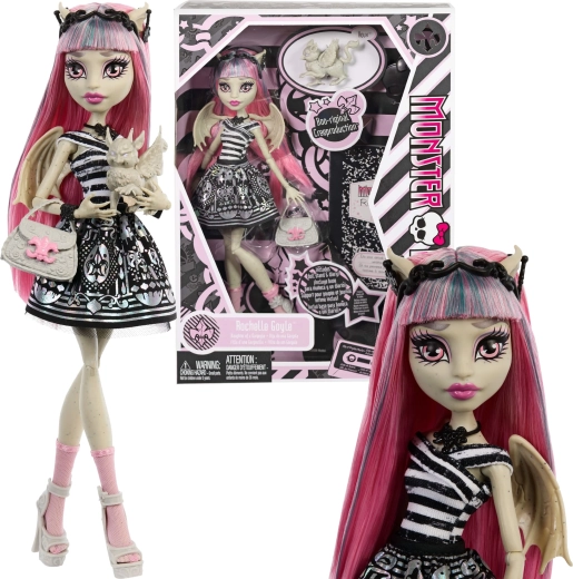 Monster High lėlė Rochelle Goyle 26 cm Creeproduction su priedais ir augintiniu Roux
