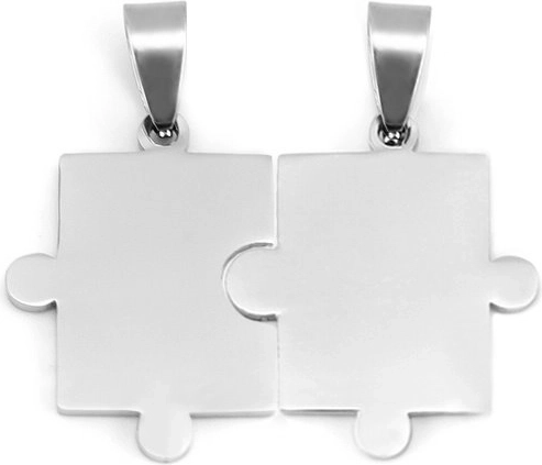 Plieniniai poros pakabukai „Puzzle“ – lygūs, 2 vnt.