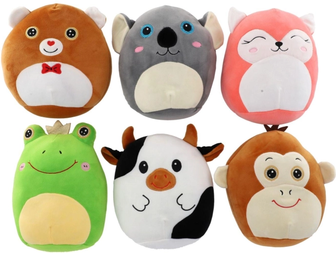 Pliušinis apvalus žaisliukas 20 cm – koala, lapė, meškiukas, varlytė, karvytė ir beždžionėlė