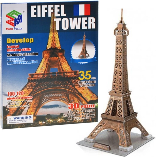 3D Puzzle Eiffel Tower – 35 Pieces, No Glue