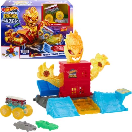 Hot Wheels Monster Trucks Arena Smashers – Fire Tower playset with cars