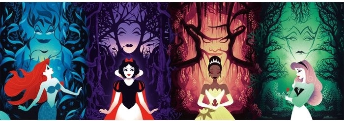 Panoraminė dėlionė CLEMENTONI Disney princesės ir piktadariai, 1000 detalių